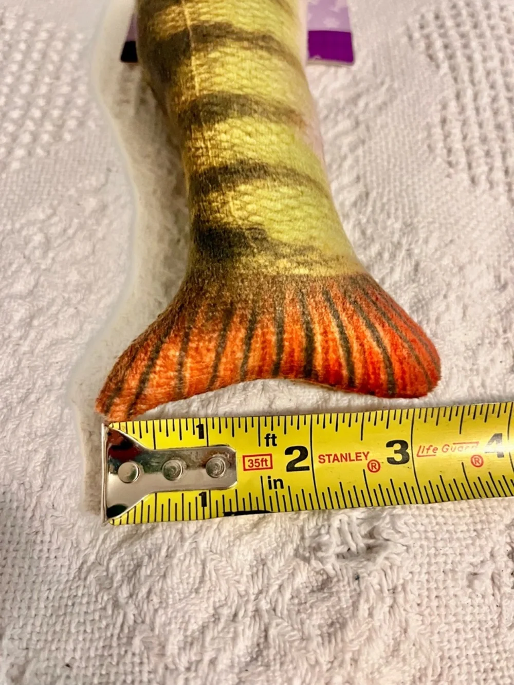 🍀 FREE in bundle* Fake Fish Plush Yellow Striped Dog or Cat Toy with Bell